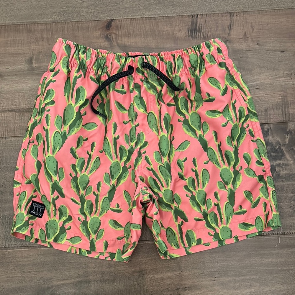 BKLYN cloths Cactus Print Swim Shorts - Pink and Green size Medium 8-10